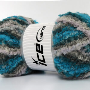2x150gr Boucle Wool Magic Grey Shades, Turquoise Shades