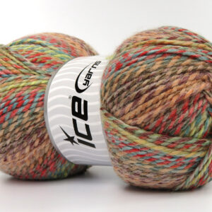 2x200gr Puzzle Wool Worsted Salmon Shades, Camel, Turquoise, Green