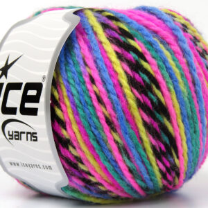 8x50gr Anatolia Wool Pink Shades, Black, Yellow, Blue, Green