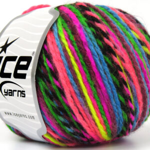 8x50gr Anatolia Wool Black, Green, Yellow, Blue, Pink Shades, Maroon