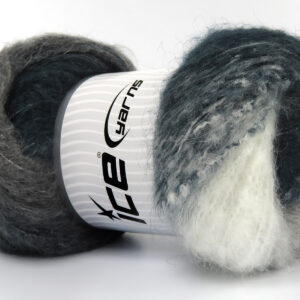 2x150gr Bella Mohair Grey Shades, White, Dark Teal