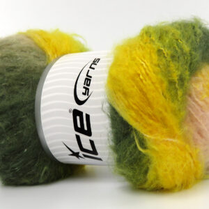 2x150gr Bella Mohair Khaki, Beige, Light Pink, Yellow