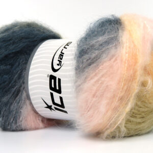 2x150gr Bella Mohair Teal, Grey, Light Pink, Cream, Salmon