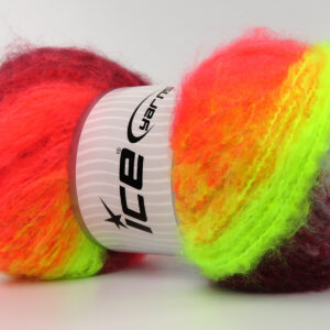 2x150gr Bella Mohair Neon Green, Neon Pink, Light Blue, Burgundy