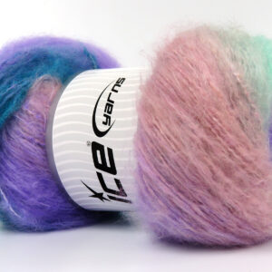 2x150gr Bella Mohair Green Shades, Lilac, Pink