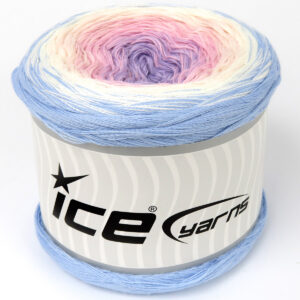1x250gr Cakes Cotton Fine Light Lilac, Light Pink, White, Light Blue