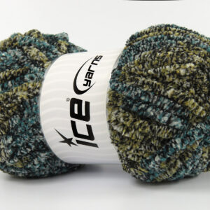4x100gr Chenille Safari Turquoise, White, Grey, Green Shades