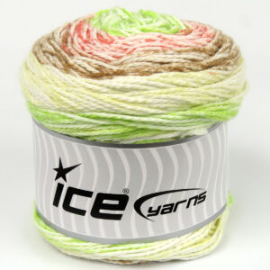 3x100gr Cakes Cotton Royal White, Green, Yellow, Salmon, Brown