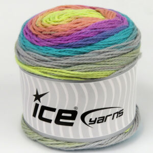 3x100gr Cakes Cotton Royal Green, Light Grey, Yellow, Salmon Shades, Lilac