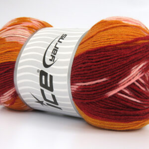 2x150gr Jacquard Wool Burgundy, Pink, Orange