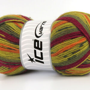4x100gr Sock Varicolor Green Shades, Burgundy, Orange