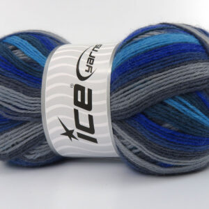 4x100gr Sock Varicolor Blue Shades, Grey Shades