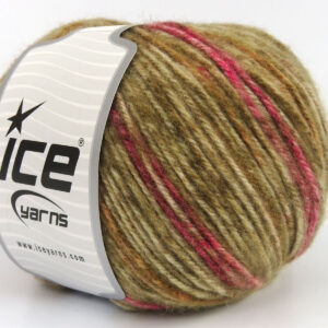 4x100gr Wool Varicolor Worsted Brown Shades, Fuchsia