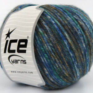 4x100gr Wool Varicolor Worsted Blue Shades, Green, Brown, Gold