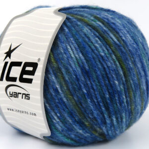 4x100gr Wool Varicolor Worsted Blue Shades, Green Shades