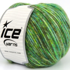 4x100gr Wool Varicolor Worsted Green shades, Brown Shades