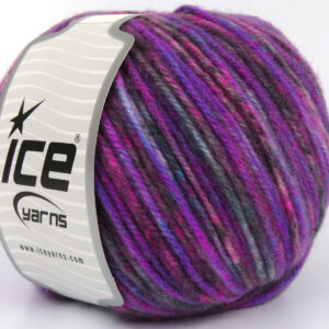 4x100gr Wool Varicolor Worsted Purple Shades, Blue, Grey, Black