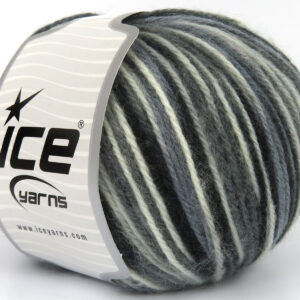 4x100gr Wool Varicolor Worsted Black, White, Grey Shades