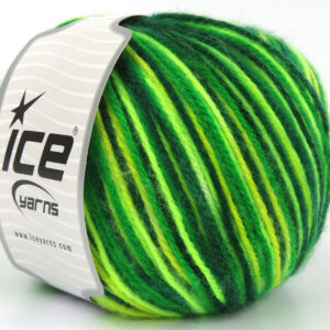 4x100gr Wool Varicolor Worsted Green Shades, Yellow