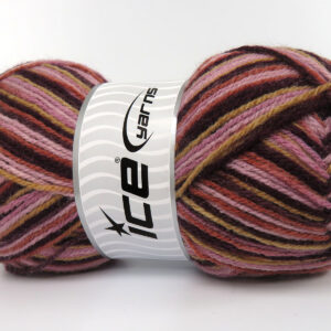 4x100gr Wool Varicolor Light Pink Shades, Maroon, Camel