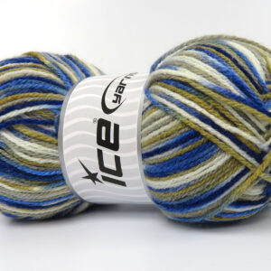 4x100gr Wool Varicolor Light Blue Shades, Camel Shades, White