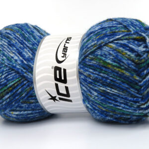 4x100gr Wool Varicolor Light Blue Shades, Green Shades