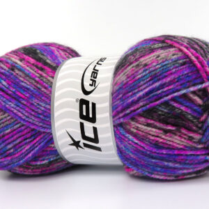 4x100gr Wool Varicolor Light Purple, Pink, Grey Shades, Black
