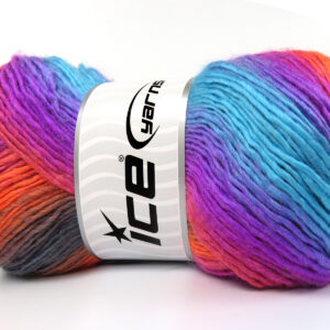4x100gr Lana Bella Grey, Orange, Turquoise, Lilac, Fuchsia