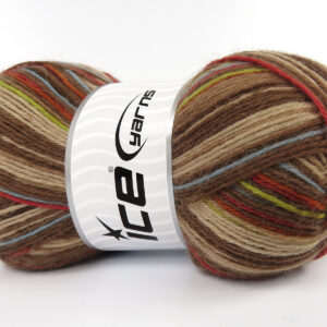 4x100gr Sock Varicolor Copper, Green, Blue, Brown Shades