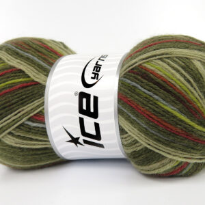 4x100gr Sock Varicolor Copper, Green, Blue, Khaki Shades
