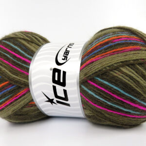 4x100gr Sock Varicolor Pink, Blue, Turquoise, Orange, Khaki Shades