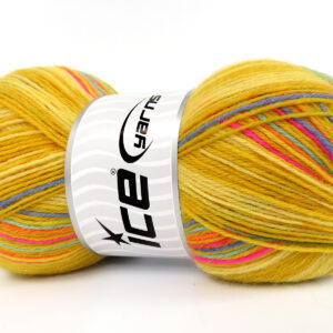 4x100gr Sock Varicolor Pink, Blue, Turquoise, Orange, Gold Shades