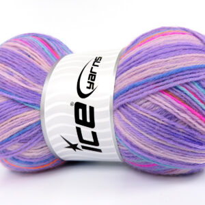 4x100gr Sock Varicolor Lilac Shades, Orange, Pink, Blue, Turquoise