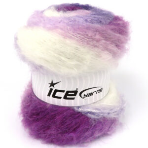 2x150gr Bella Mohair Ecru, Purple Shades