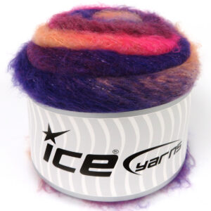 2x150gr Cakes Fancy Mohair Purple, Burgundy, Pink, Light Salmon