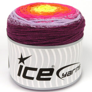 1x250gr Cakes Macrame Cotton Magic Light Yellow, Orange, Fuchsia, Lilac, Purple