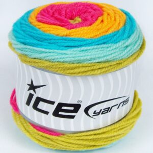 3x100gr Cakes Wool Pink, Yellow, Turquoise, Mint Green, Light Green