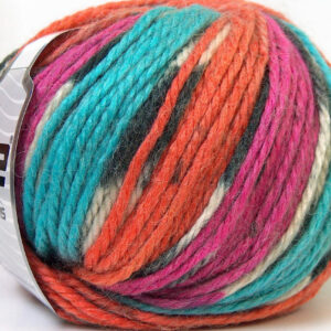 4x100gr Alpaca Bulky Magic Turquoise, Orange, Fuchsia