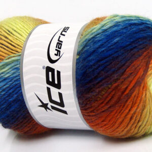 4x100gr Lana Bella Blue Shades, Orange, Yellow, Maroon