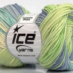 8x50gr Lorena Print Green, Blue Shades, Cream