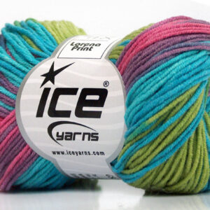 8x50gr Lorena Print Pink, Lilac, Turquoise, Green Shades