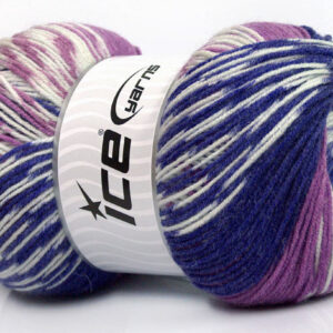 2x150gr Jacquard Wool Purple, Lilac, White