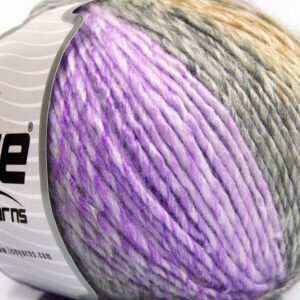 4x100gr Roseto Worsted Lilac Shades, Grey Shades, Camel