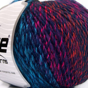 4x100gr Roseto Worsted Navy, Turquoise, Pink, Orange