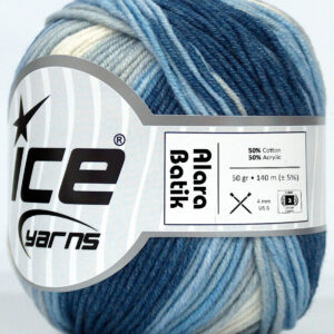 8x50gr Alara Batik Blue Shades, Light Grey, Light Cream