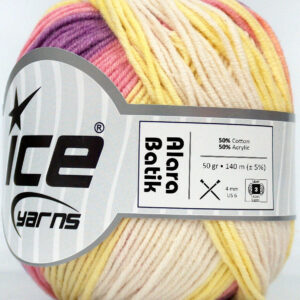 8x50gr Alara Batik Lilac, Pink, Yellow, Light Cream