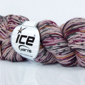 4x50gr Baby Superwash Merino Print Purple Shades, Black, Gold