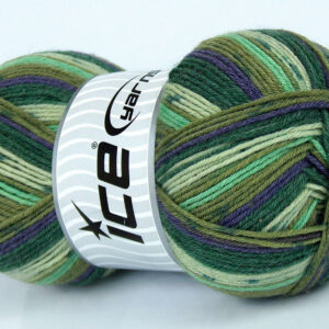 2x150gr Virgin Wool Sock Green Shades, Purple