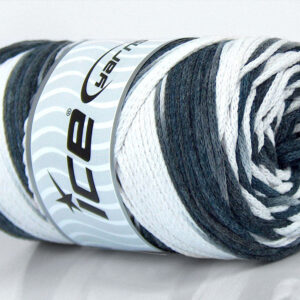 1x250gr Macrame Cotton Print Grey Shades, White