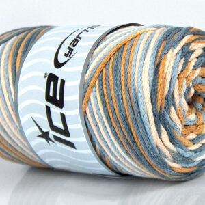 1x250gr Macrame Cotton Print Cream Shades, Light Brown, Grey Shades